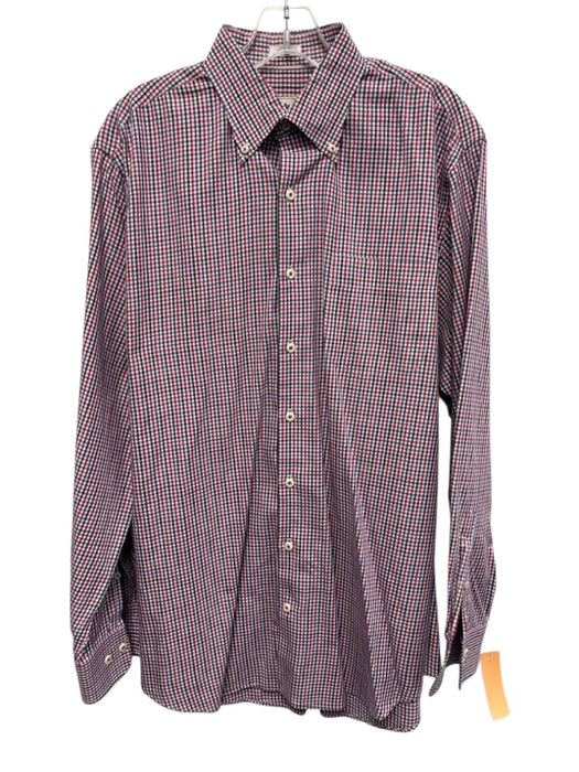 Peter Millar Size L Black & Purple Cotton Plaid Button Up Long Sleeve Shirt Black & Purple / L