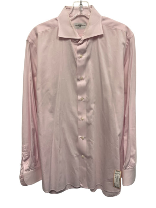 John Craig Size 17 Pink Cotton Solid Button Up Spread Collar Long Sleeve Shirt Pink / 17