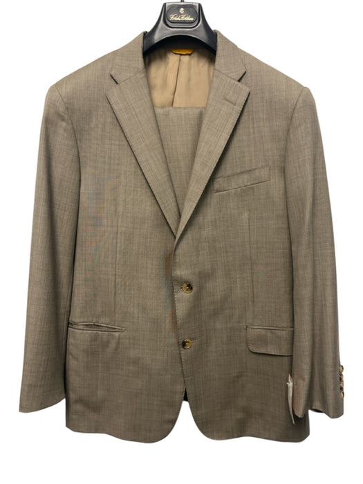 Hickey Freeman Tan Wool Blend Solid 2 Button Men's Suit Tan / Est 42