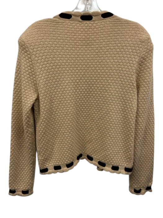 L'agence Size M Beige & Black Cotton, Nylon, Wool Knit Open Front Cardigan Beige & Black / M