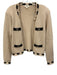 L'agence Size M Beige & Black Cotton, Nylon, Wool Knit Open Front Cardigan Beige & Black / M