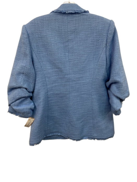 5a7 Cinq a Sept Size 8 Sky Blue Cotton Tweed Flap Pocket Scrunched Sleeve Jacket Sky Blue / 8