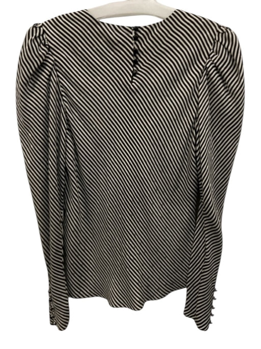Frame Size M Black & White Silk Long puff sleeve Stripe V Neck Top Black & White / M