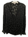 Equipment Size M Black Silk Long Sleeve Leaf Print Semi Sheer Button up Top Black / M