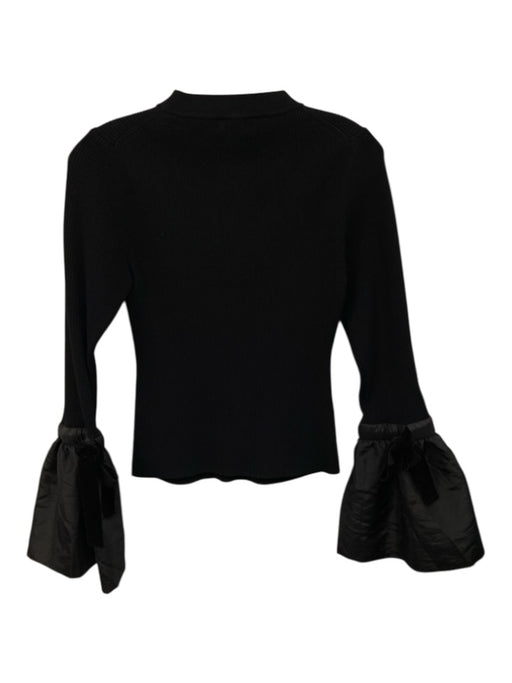 Simkhai Size M Black Rayon & Elastane Long Flare Sleeve Rib Knit Top Black / M