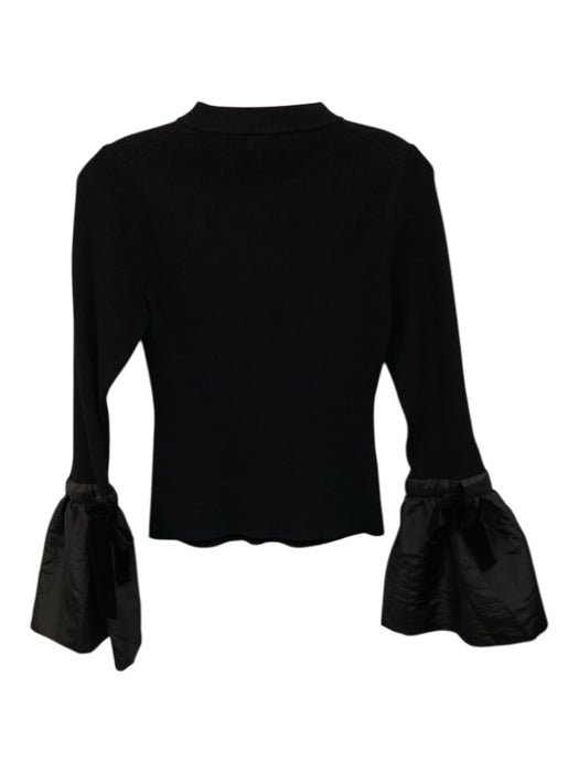 Simkhai Size M Black Rayon & Elastane Long Flare Sleeve Rib Knit Top Black / M