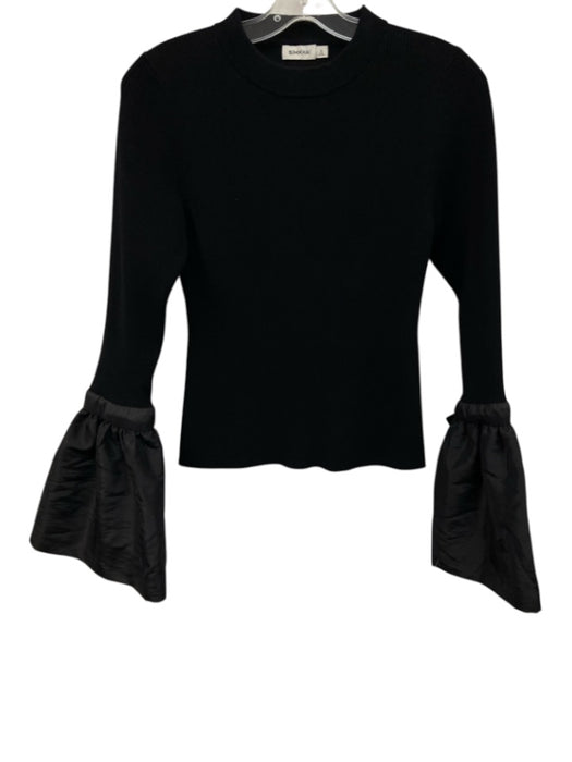 Simkhai Size M Black Rayon & Elastane Long Flare Sleeve Rib Knit Top Black / M