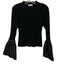 Simkhai Size M Black Rayon & Elastane Long Flare Sleeve Rib Knit Top Black / M