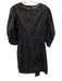 Rhode Size M Black Cotton Short Puff Sleeve Ruched Sides Ruffle Mini Dress Black / M