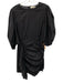 Rhode Size M Black Cotton Short Puff Sleeve Ruched Sides Ruffle Mini Dress Black / M