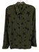 Rails Size M Green & Black Silk Long Sleeve stars Buttons Collar Top Green & Black / M