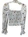 Reformation Size S White & Multi Linen Smocked Long Puff Sleeve Fruit Print Top White & Multi / S