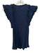 Ulla Johnson Size S Navy Blue Cotton & Modal Ruffle Cap Sleeve Pleated Tee Top Navy Blue / S