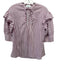 Tanya Taylor Size XS White & Purple Cotton & Tencel Striped Ruffle Detail Top White & Purple / XS