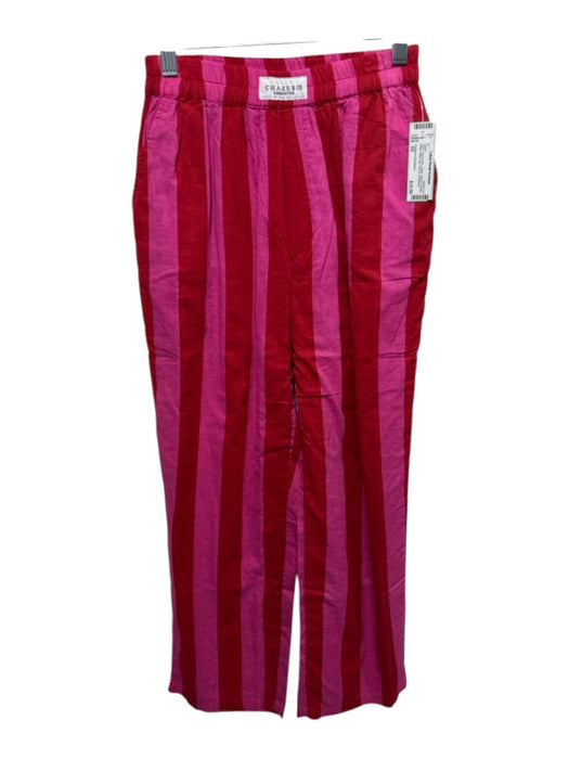 Chakeris Charleston Size XS Red & Pink Cotton Striped Elastic Waist Pants Red & Pink / XS