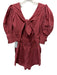Sea New York Size XS Rose Red Cotton Short Puff Sleeve Crochet Lace Mini Romper Rose Red / XS