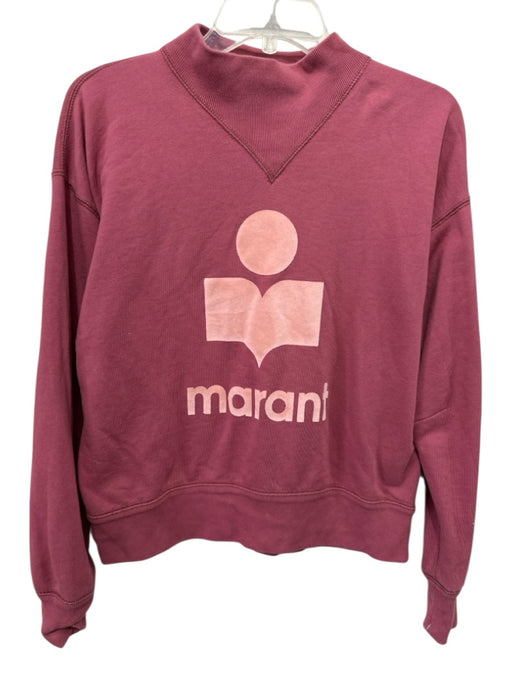 Isabel Marant Etoile Size S Berry Pink Cotton Blend Long Sleeve Logo Sweater Berry Pink / S