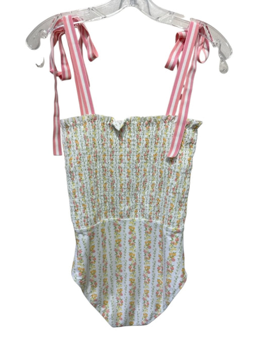 Minnow Size S White, Pink & Yellow Nylon & Spandex Fruit Print Smocked Swimsuit White, Pink & Yellow / S
