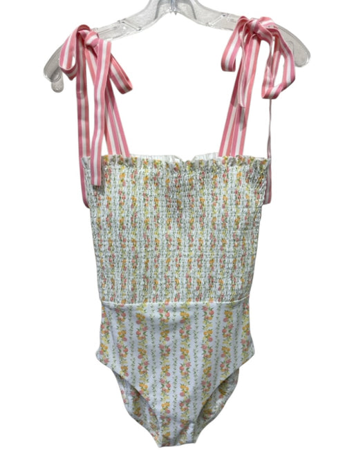 Minnow Size S White, Pink & Yellow Nylon & Spandex Fruit Print Smocked Swimsuit White, Pink & Yellow / S