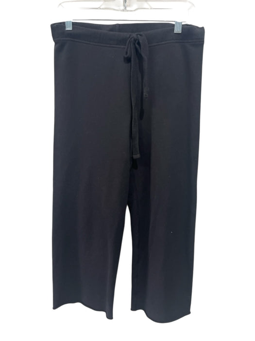 Frank & Eileen Size S Black Cotton Drawstring Waist Wide Leg Raw Hem Sweat Pants Black / S