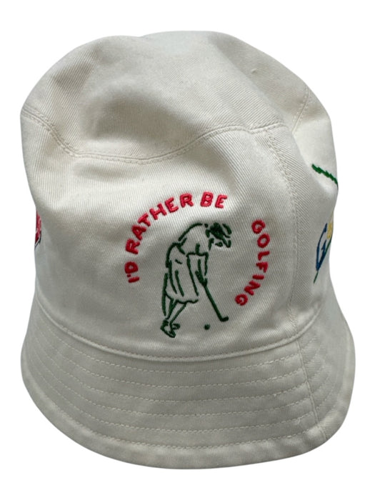 Tory Burch Cream White & Multi Cotton Embroidered Golf Bucket Hat Cream White & Multi / One Size