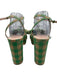 Loeffler Randall Shoe Size 9 Green & Tan Textile Gingham Checked Bow Tie Sandals Green & Tan / 9