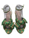 Loeffler Randall Shoe Size 9 Green & Tan Textile Gingham Checked Bow Tie Sandals Green & Tan / 9
