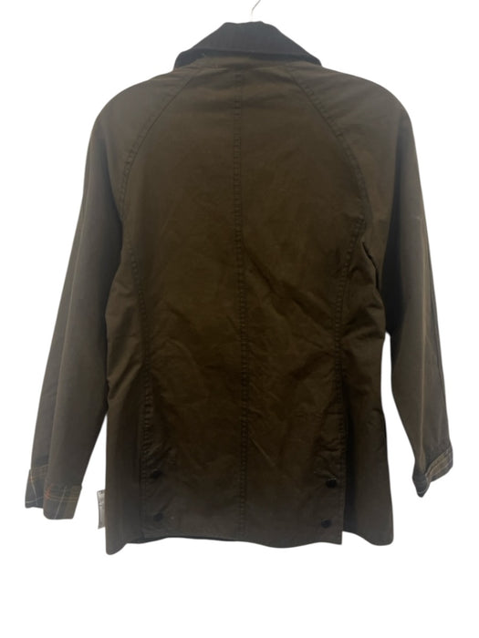 Barbour Size 2 Brown Cotton Waxed Front Pockets Corduroy Trim Jacket Brown / 2