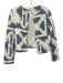 Caroline Constas Size S White & Blue Linen & Rayon Open Front Quilted Jacket White & Blue / S