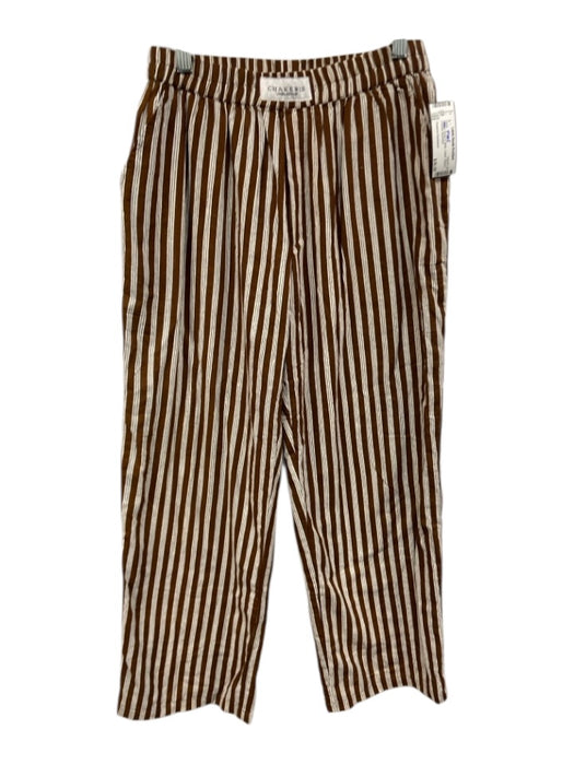Chakeris Charleston Size S Brown & White Cotton Striped Pockets Pants Brown & White / S