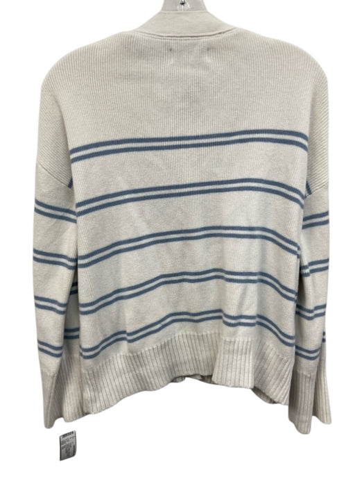 Lake Size XS Cream & Blue Cotton Button Front Striped Cardigan Sweater Cream & Blue / XS