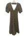 Dissh Size 6 Tan & black Cotton Open Back Gingham Check Puff Sleeves Dress Tan & black / 6