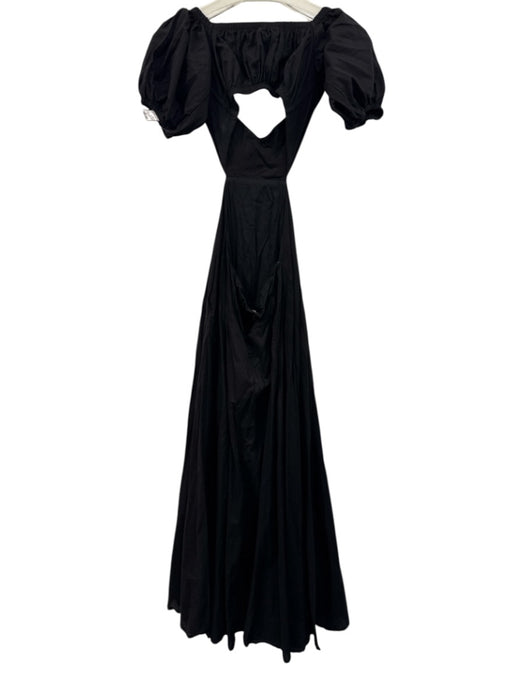 Chakeris Charleston Size XS Black Cotton Open Back Puff Sleeves Dress Black / XS