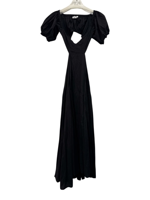 Chakeris Charleston Size XS Black Cotton Open Back Puff Sleeves Dress Black / XS