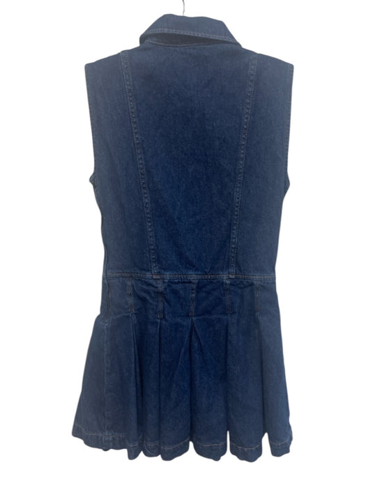 Reformation Size 2 Dark Wash Cotton Sleeveless Button Detail Mini Dress Dark Wash / 2