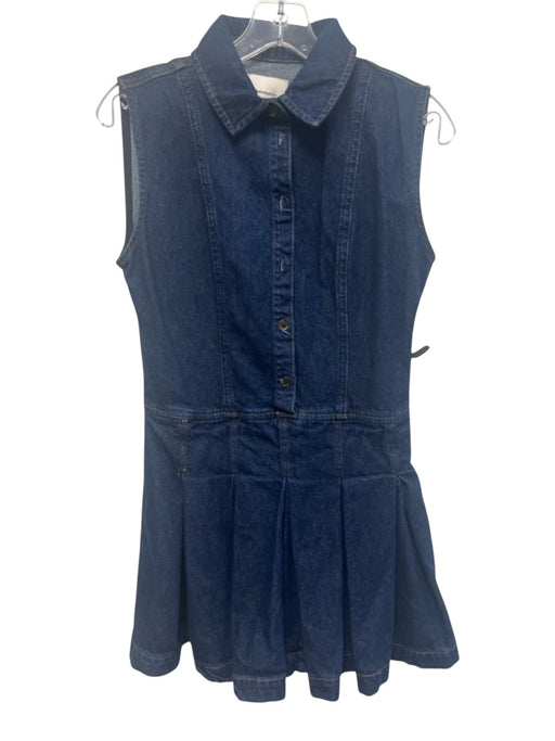Reformation Size 2 Dark Wash Cotton Sleeveless Button Detail Mini Dress Dark Wash / 2