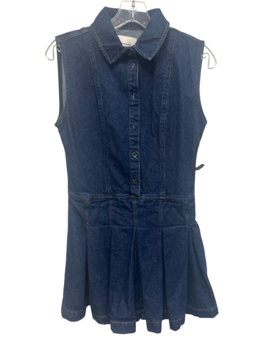Reformation Size 2 Dark Wash Cotton Sleeveless Button Detail Mini Dress Dark Wash / 2