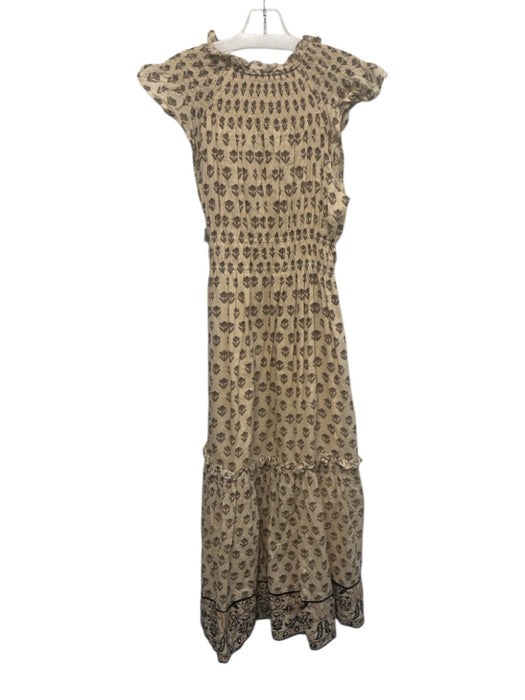 Cleobella Size XS Cream Cotton Tassel Ties All Over Print Dress Cream / XS