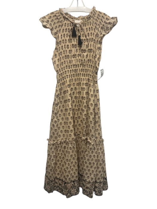 Cleobella Size XS Cream Cotton Tassel Ties All Over Print Dress Cream / XS
