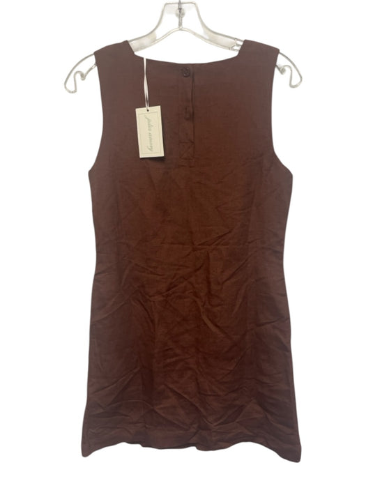 Julia Armory Size XS Brown Linen & Viscose Sleeveless Square Neck Dress Brown / XS