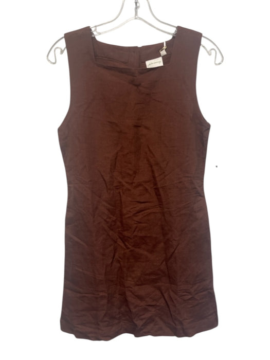 Julia Armory Size XS Brown Linen & Viscose Sleeveless Square Neck Dress Brown / XS