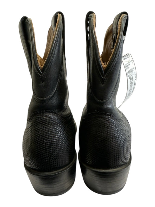 Tecovas Shoe Size 9.5 Black Leather Stacked Block Heel Pointed Toe Booties Black / 9.5