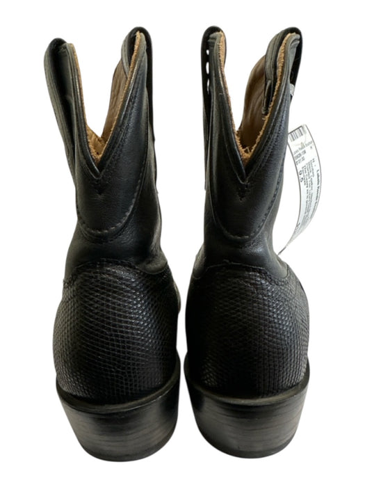 Tecovas Shoe Size 9.5 Black Leather Stacked Block Heel Pointed Toe Booties Black / 9.5