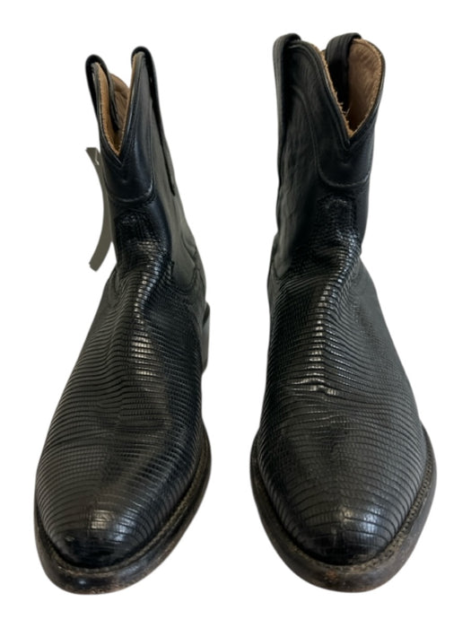 Tecovas Shoe Size 9.5 Black Leather Stacked Block Heel Pointed Toe Booties Black / 9.5
