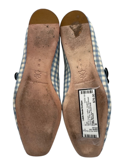 Loeffler Randall Shoe Size 9 Blue & Cream Leather Gingham Checked Strap Flats Blue & Cream / 9