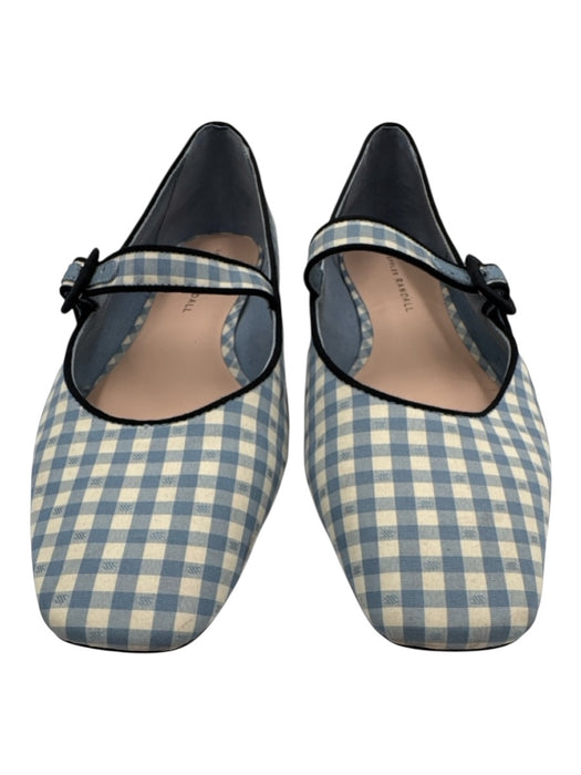 Loeffler Randall Shoe Size 9 Blue & Cream Leather Gingham Checked Strap Flats Blue & Cream / 9