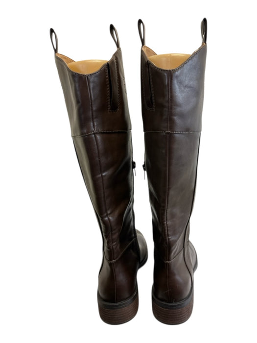 Crown Vintage Shoe Size 9.5 Brown Leather Stacked Block Heel Side Zip Boots Brown / 9.5