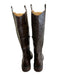 Crown Vintage Shoe Size 9.5 Brown Leather Stacked Block Heel Side Zip Boots Brown / 9.5