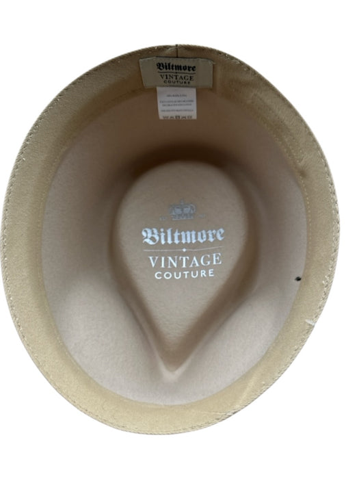 Biltmore Vintage Couture Beige Wool Embroidered Fedora Hat Beige