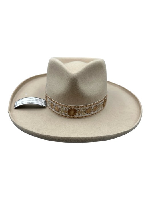 Biltmore Vintage Couture Beige Wool Embroidered Fedora Hat Beige